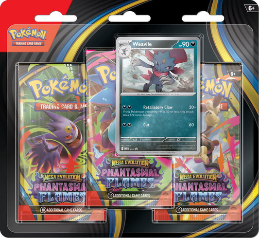 Pokémon Mega Evolution Phantasmal Flames – 3-Pack Booster Blister - Weavile